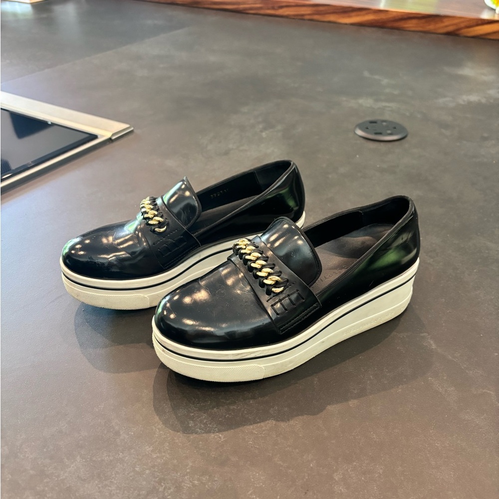 Stella McCartney Platform Loafers with Gold Chain